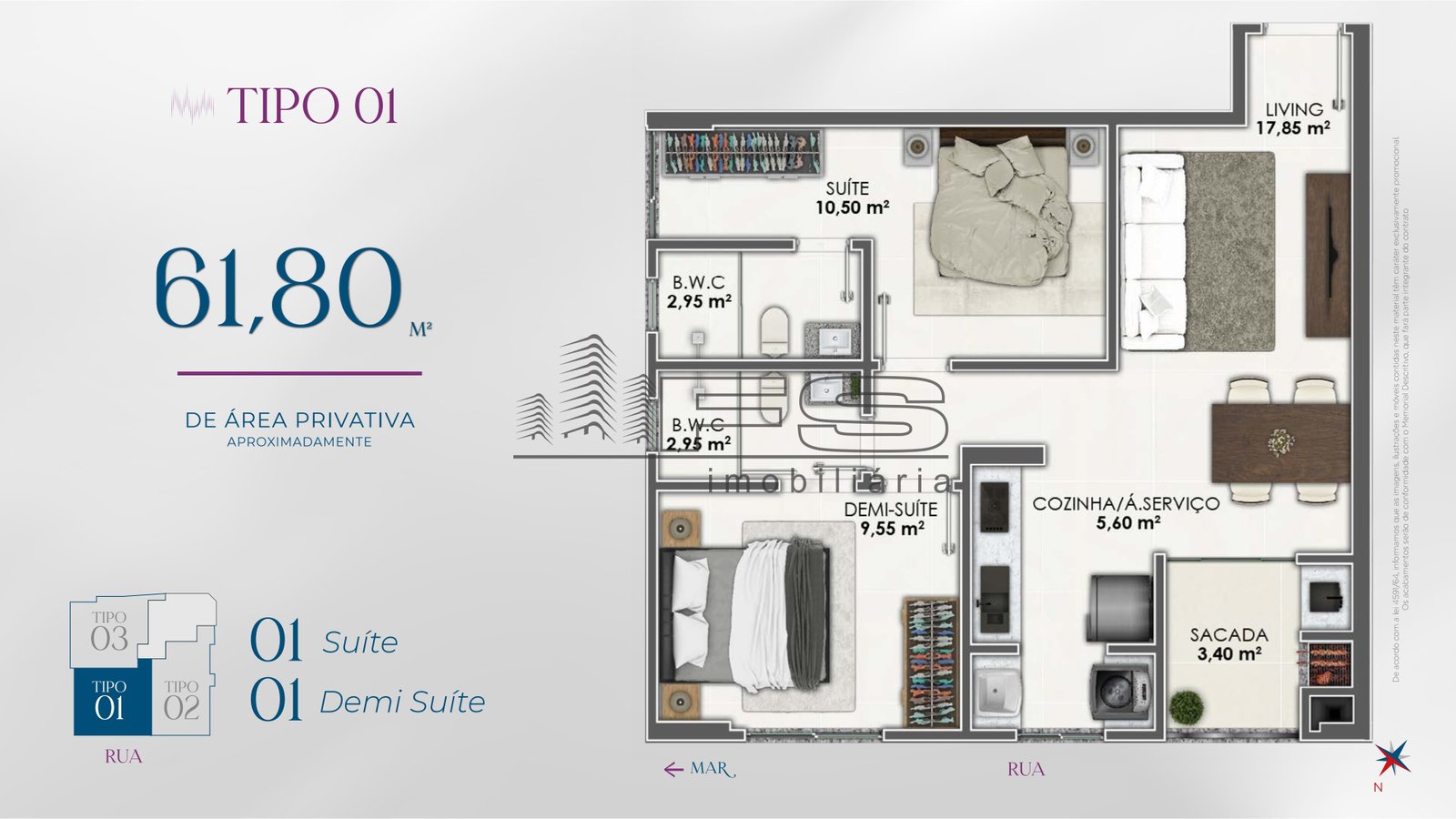 V4974 - Aurora Residence, 2 dormitórios, Morretes, Itapema, SC.